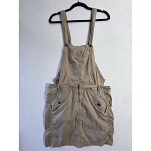 Max&Co Jeans & Basics Women Khaki Cotton Convertible Pinafore Skirt/overall Sz10